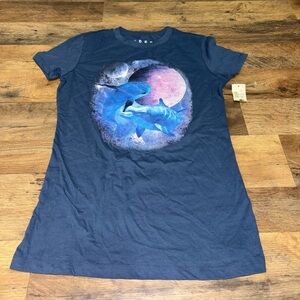 Free State Graphic Shark Moon Tee | Women’s Medium | Blue | NWT